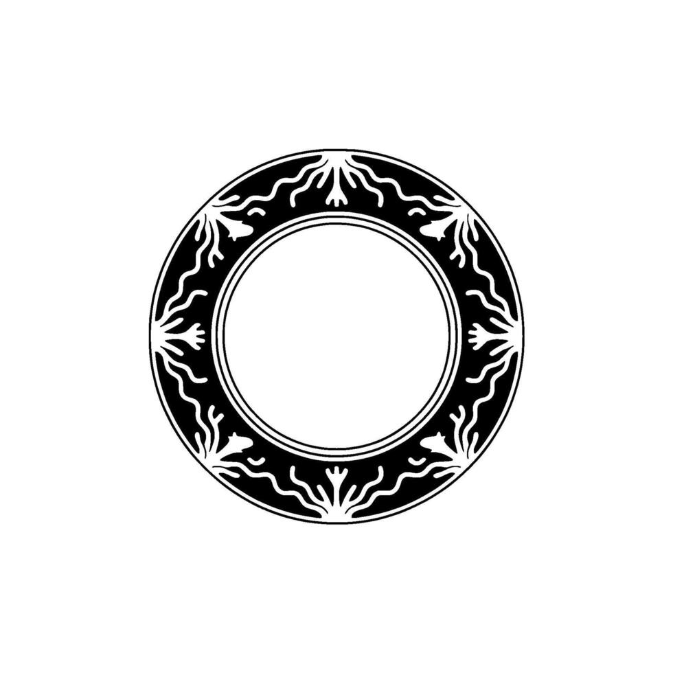Ornamental Circular Frame in Black and White, Elegant Decorative Border. vector