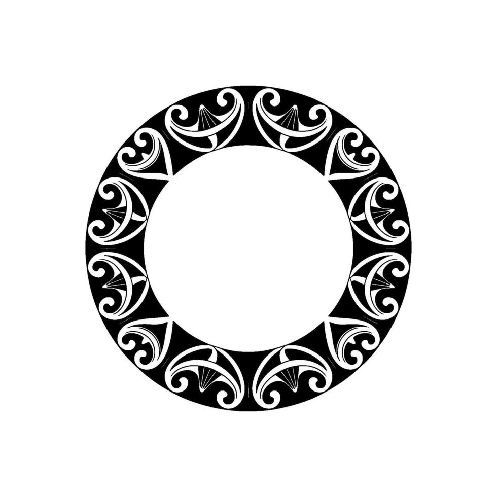 Maori-Inspired Circular Ornament, Minimalist. vector