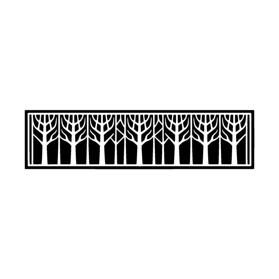 Minimalist Forest Silhouette Pattern on White Background, Element. vector
