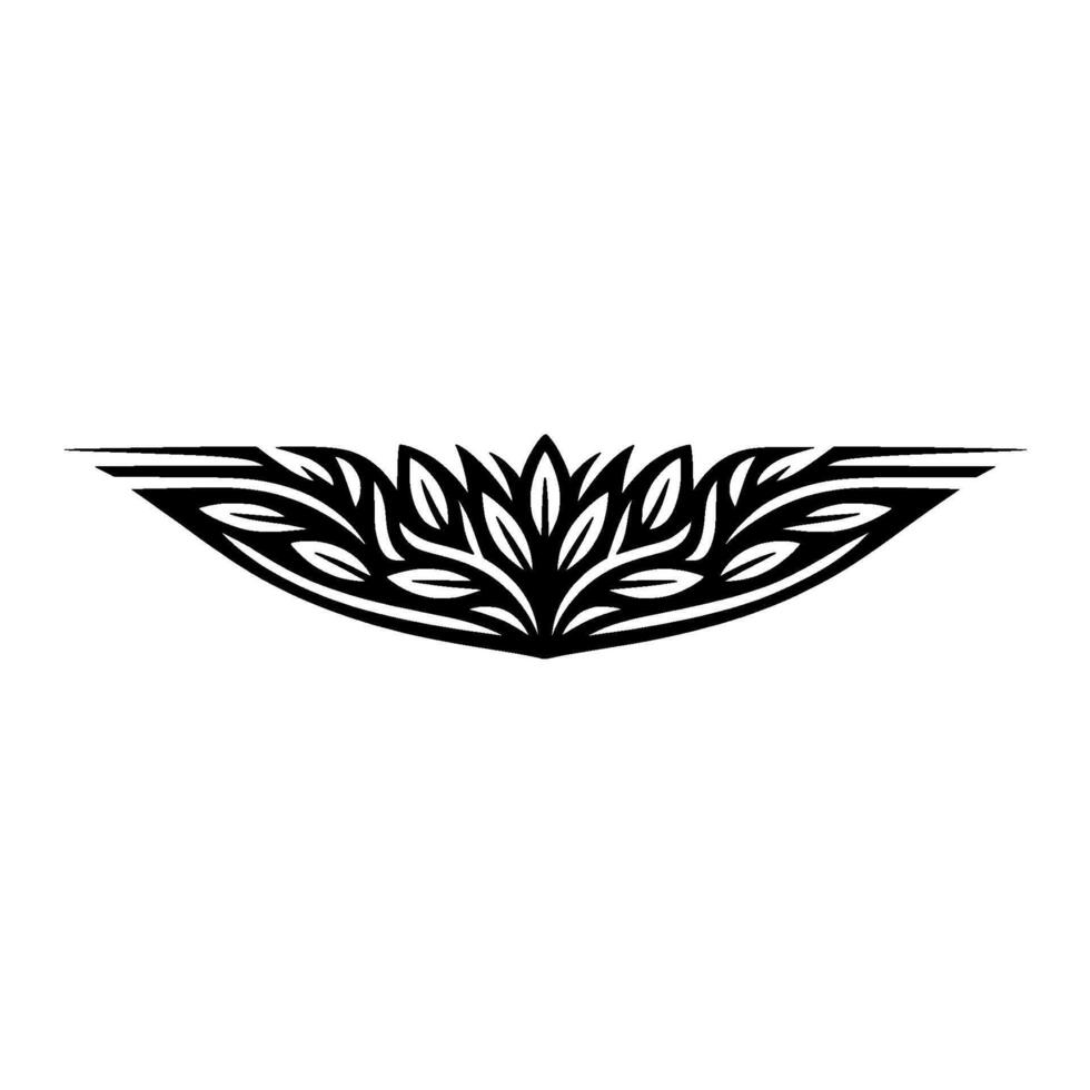 Elegant Black Leaf Crest on White Background. vector