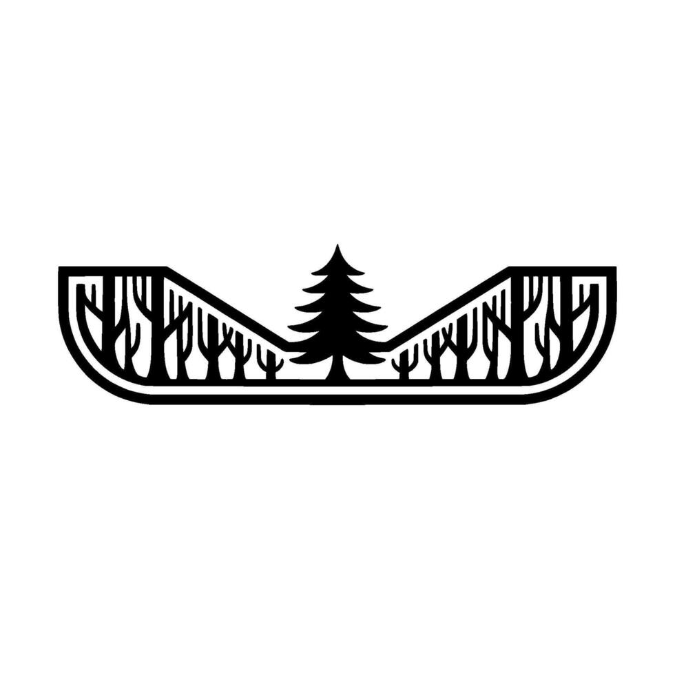 Minimalist Forest Silhouette , Black and White, Nature Concept. vector