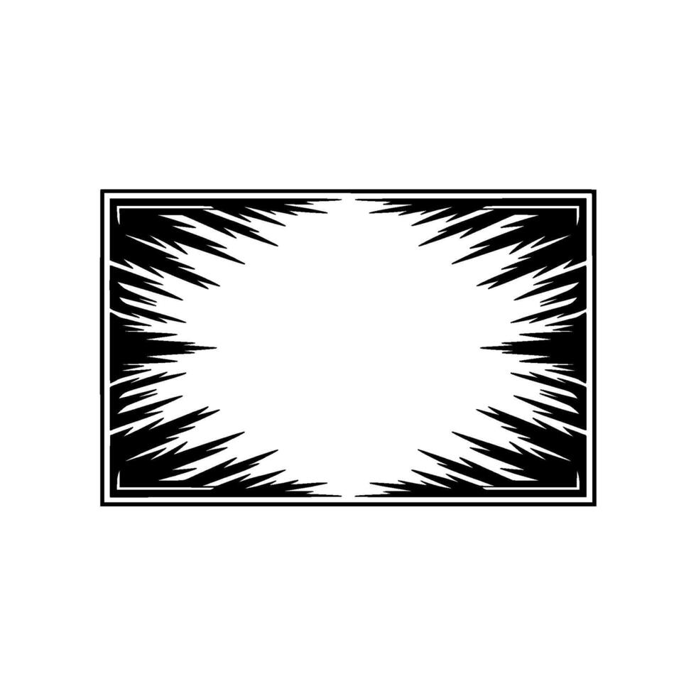 Geometric Black and White Frame with Jagged Edges, Minimalist. vector