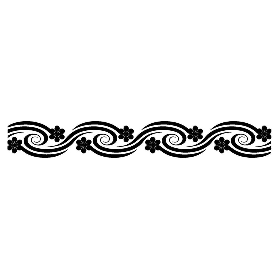 Elegant Black Floral Swirl Border on White Background. vector