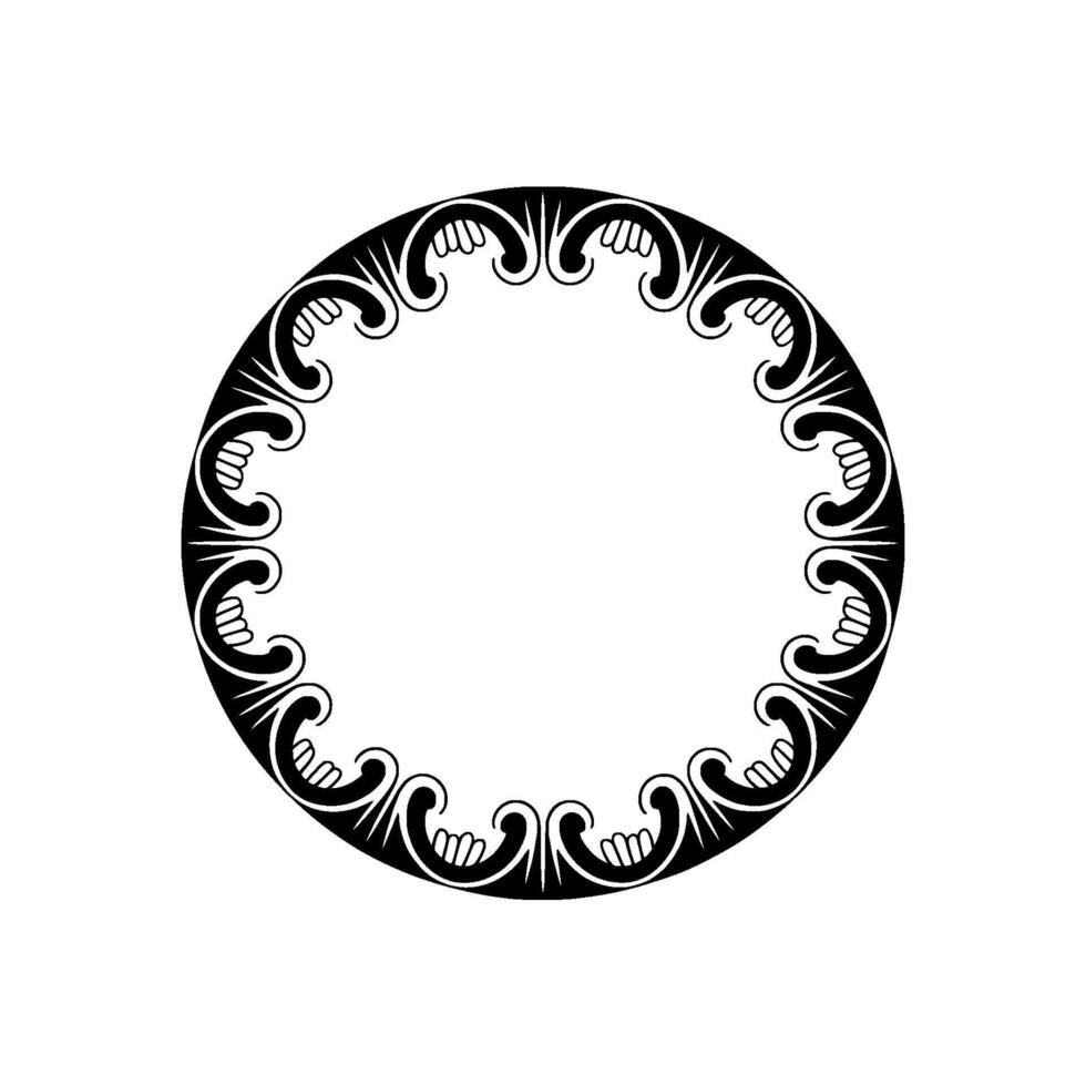Elegant Black and White Circular Decorative Frame on White Background. vector