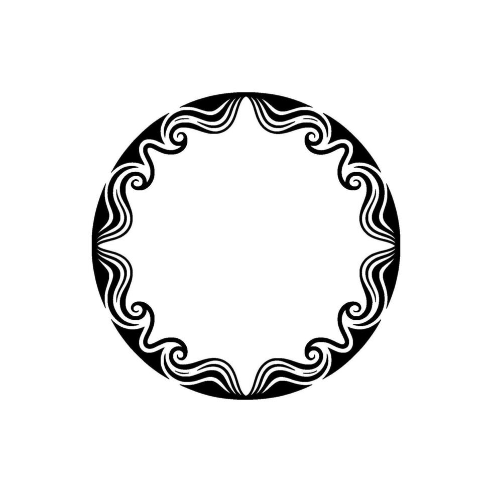 Elegant Black White Circular Swirl Element. vector