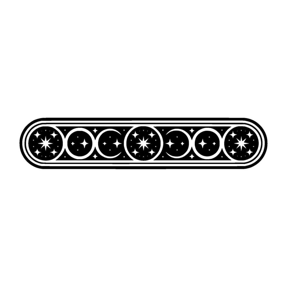Celestial Border Black White Ornament. vector