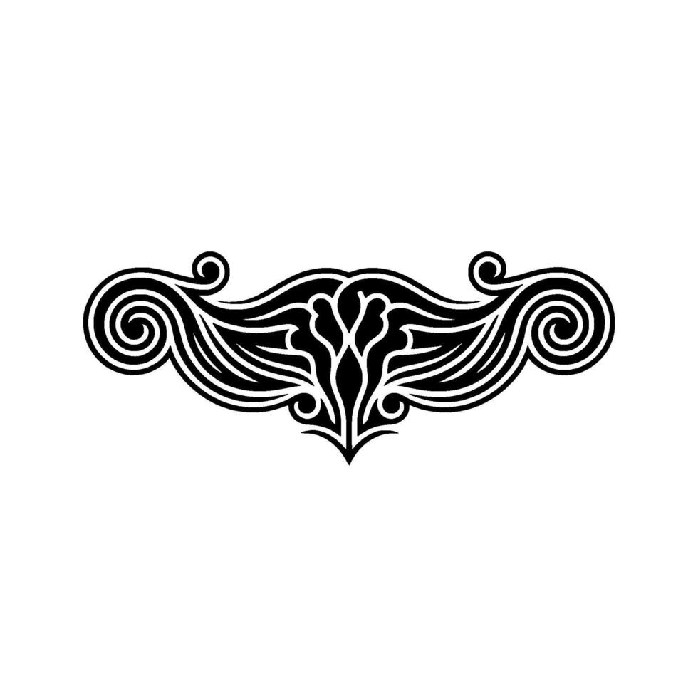 Elegant Black Swirl Ornament on White Background. vector