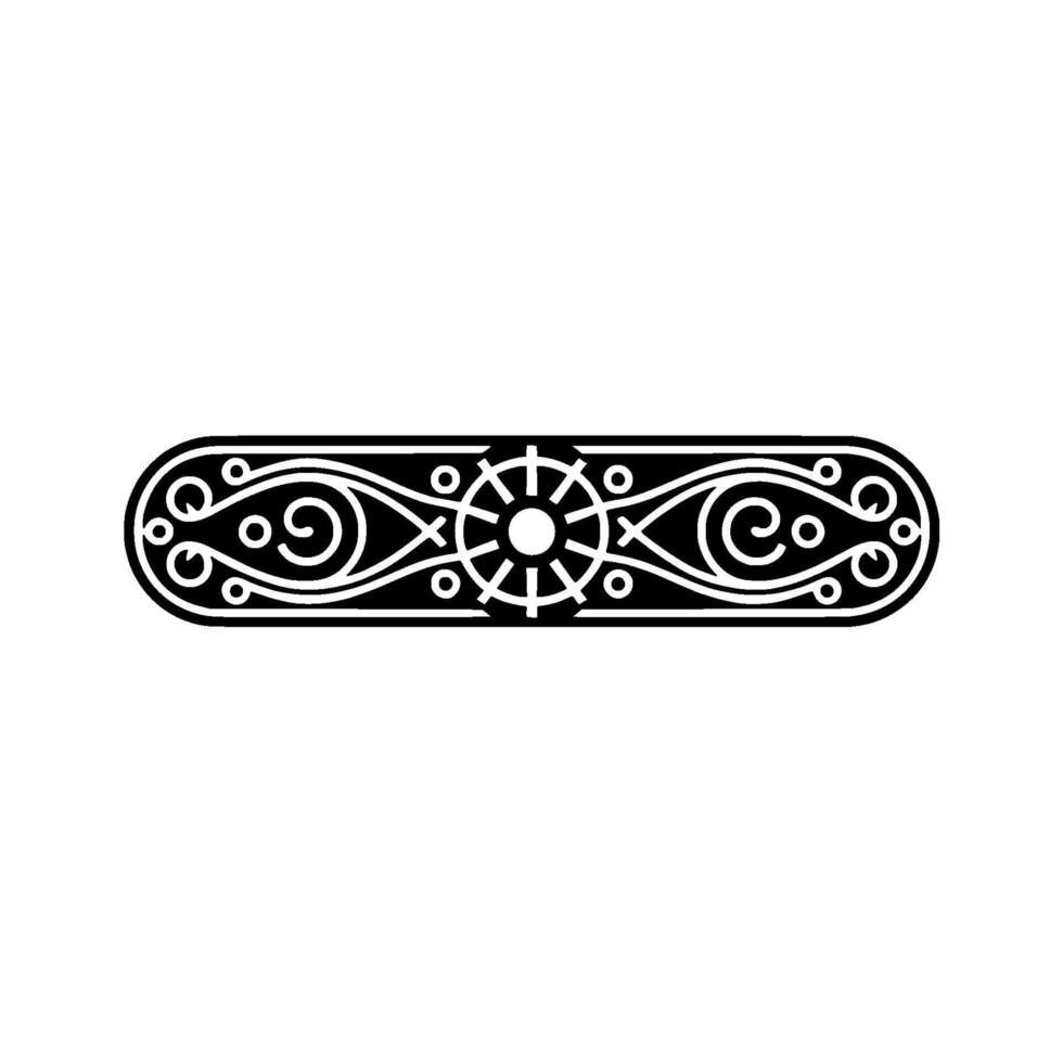 Ornate Black White Geometric Element on White Background. vector