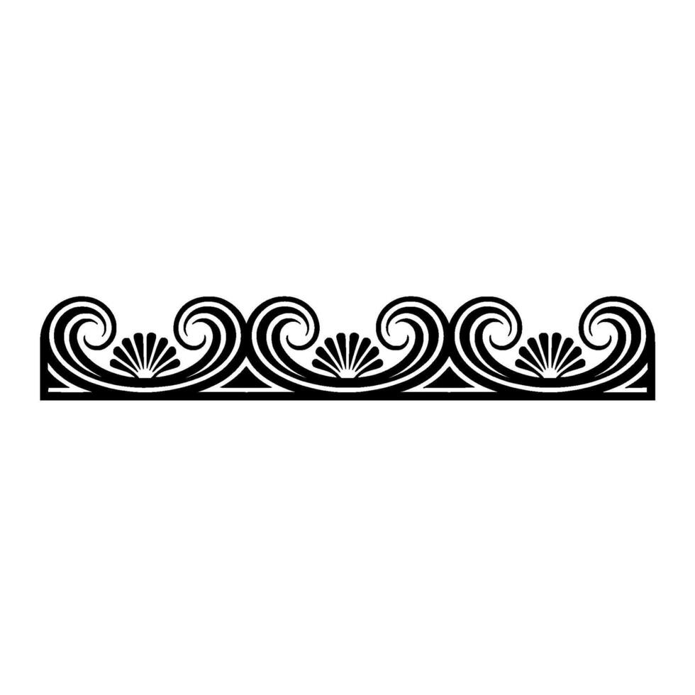 Elegant Border Decorative Wave Ornament in Black White. vector