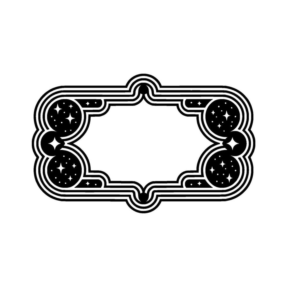Celestial Retro Frame - Black White Starburst Border for Text Space. vector
