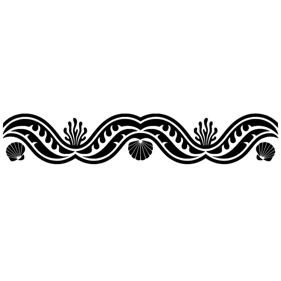 Decorative Sea Border Element Black and White. vector