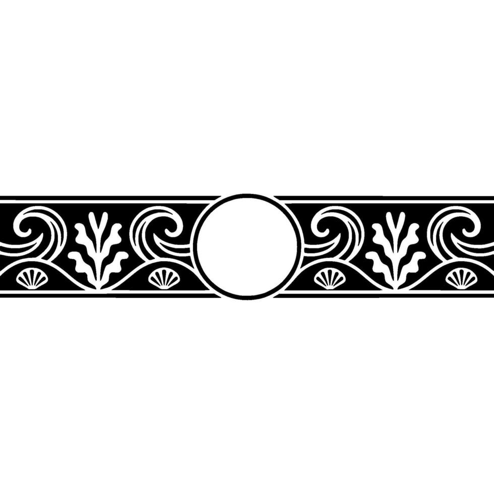 Elegant Black White Ornament with Circular Centerpiece. vector
