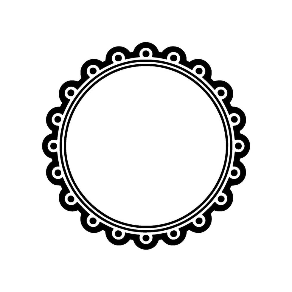 Elegant Black White Circular Frame Decorative Border, Minimalist. vector