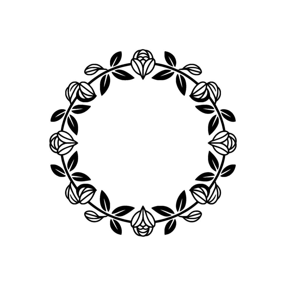 Elegant Floral Wreath , Black White , Wedding Greeting Card Elements. vector