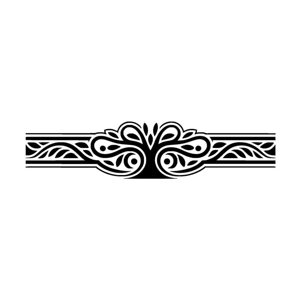 Elegant Black and White Ornament, Tree of Life Inspired Border. vector