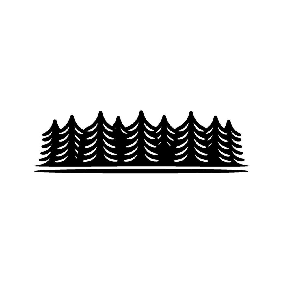 Black and White Stylized Forest Silhouette. vector