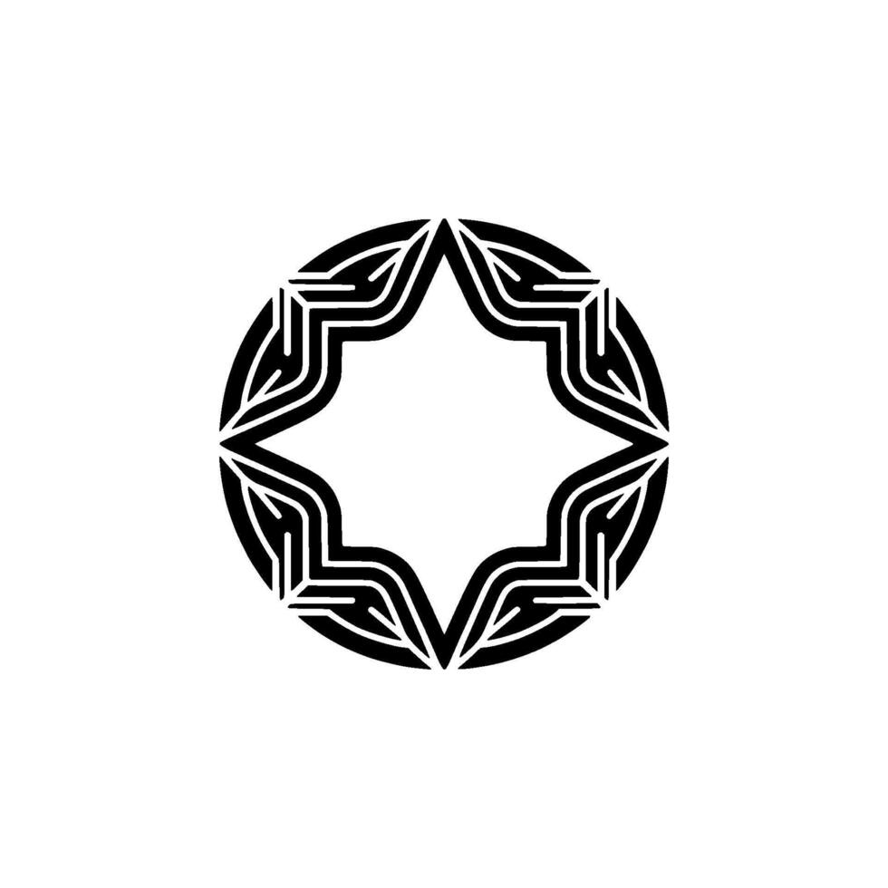 Geometric Star Circle in Black White, Minimalist, Elegant. vector
