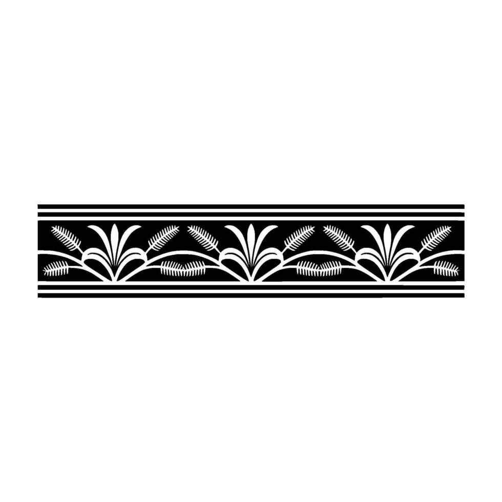 Elegant Floral Border Black and White Decorative Element,-. vector