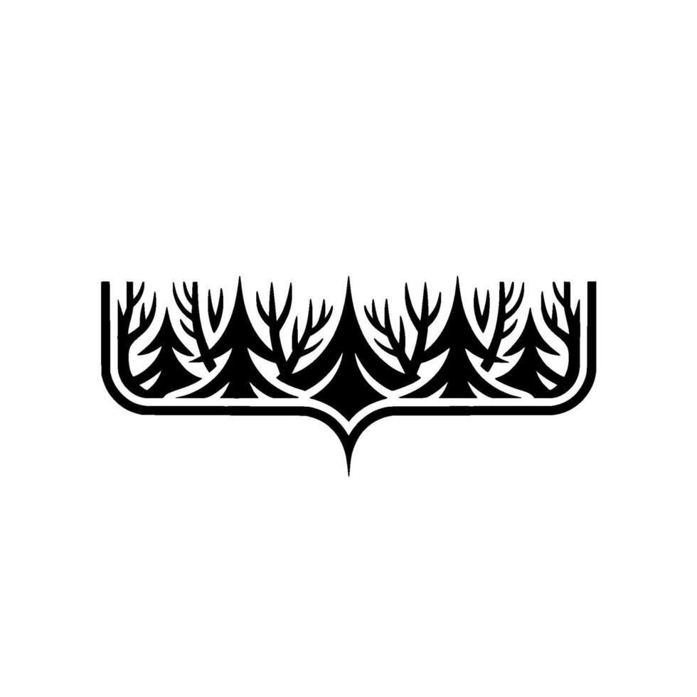 Forest Crest - Minimalist Black White Illustration. vector