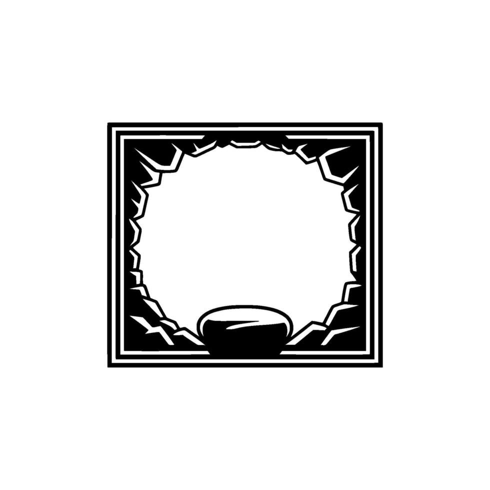 Geometric Stone Bowl Frame, Minimalist Black White. vector