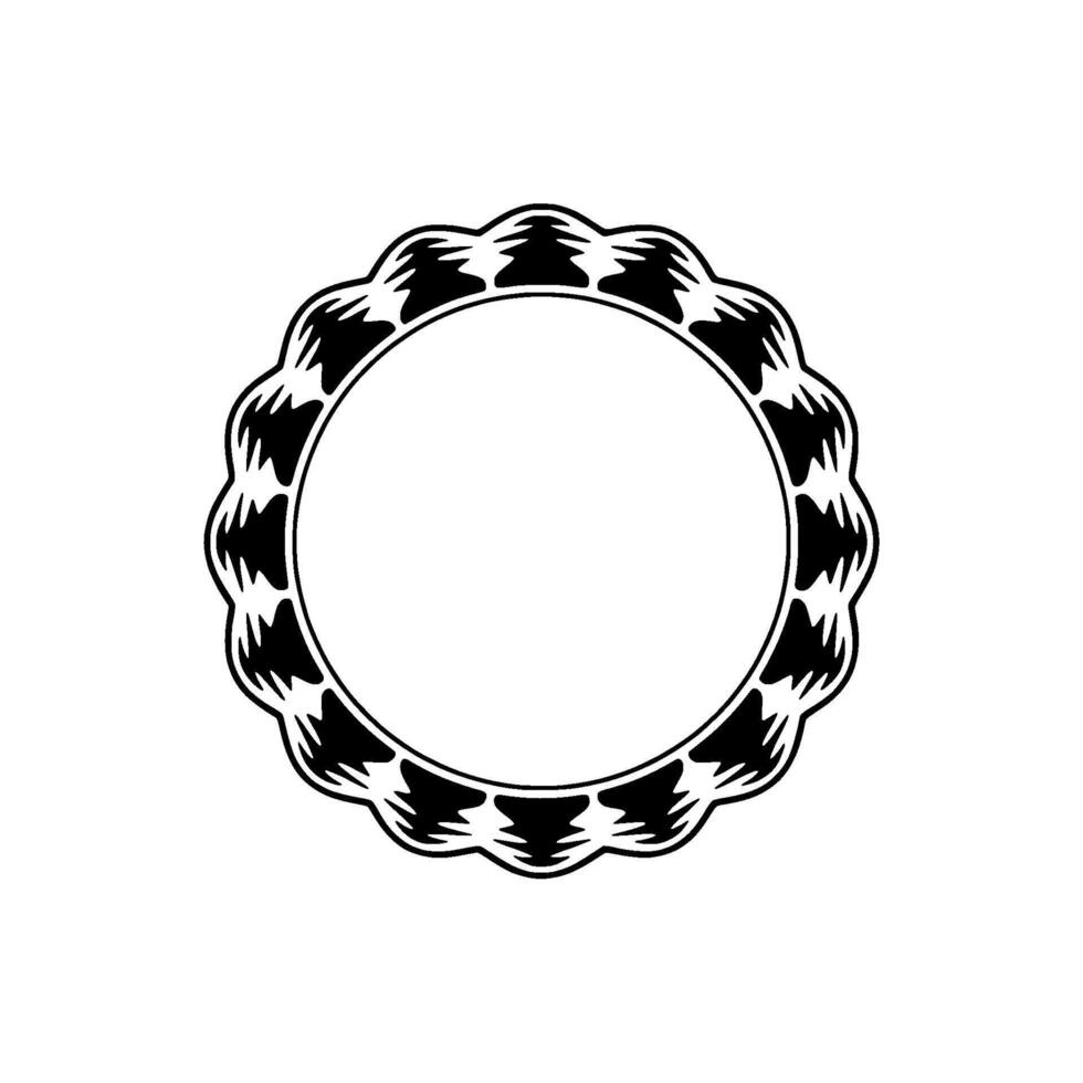 Elegant Scalloped Frame - Black and White Circular Ornament for. vector