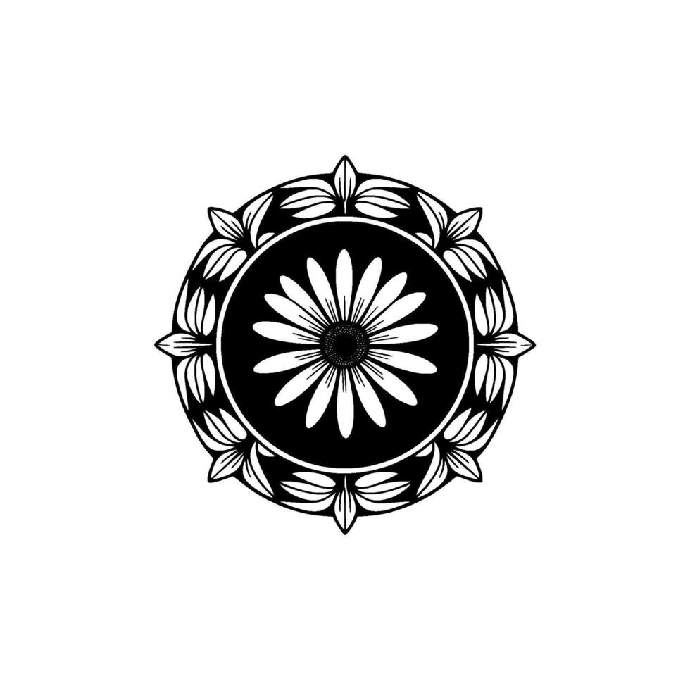 Floral Mandala in Black and White Elegant for Branding. vector