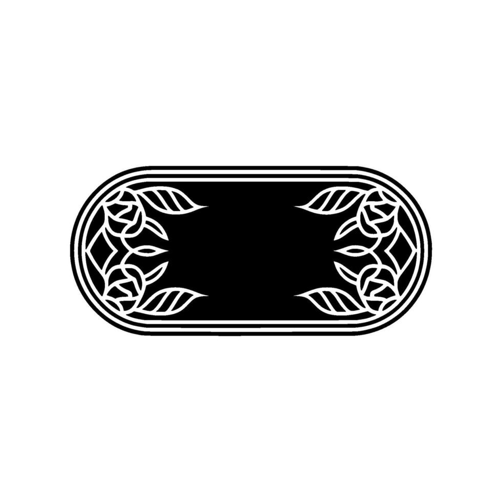 Elegant Floral Frame Black and White Ornament on Gradient Background. vector