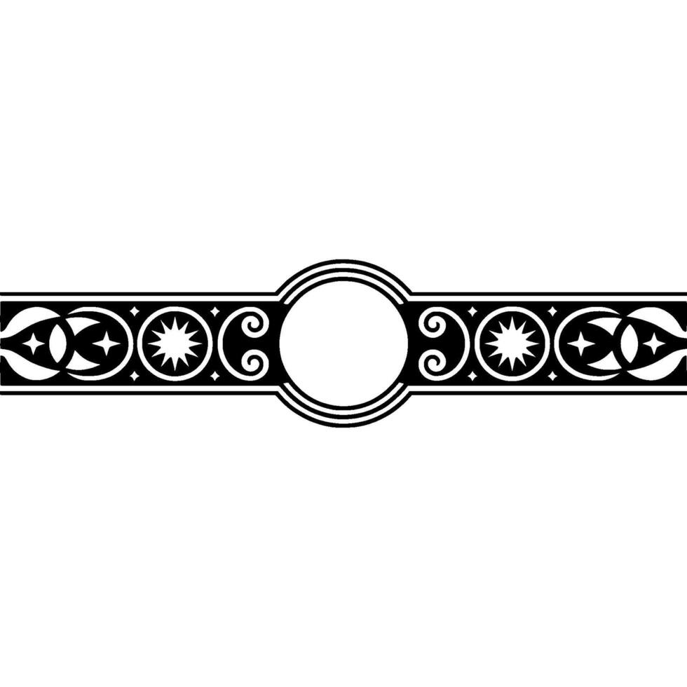 Decorative Border with Ornate Pattern and Blank Circle, Minimalist. vector