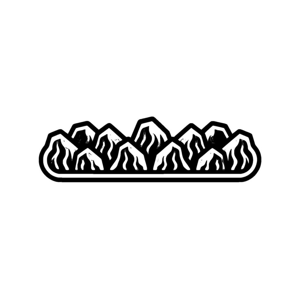 Stylized Mountain Range , Black White Minimalist. vector