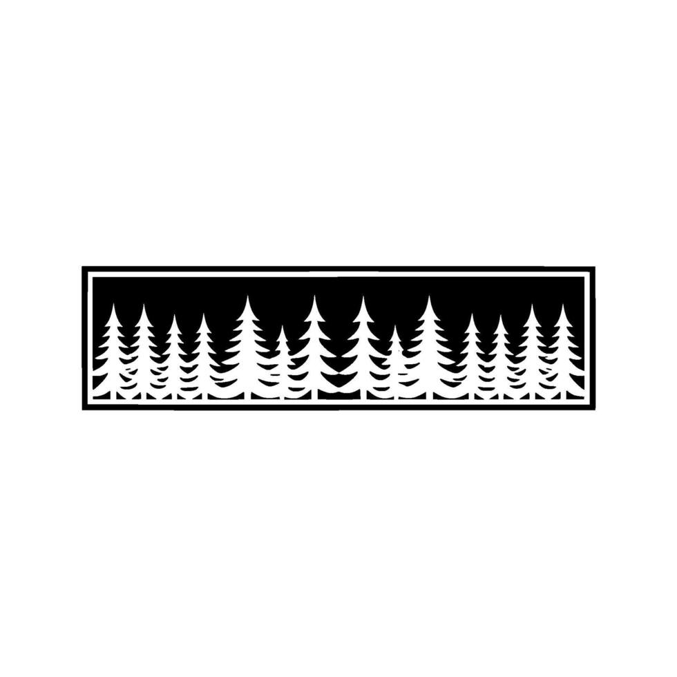 Minimalist Forest Silhouettes Black White , Art, Nature Theme. vector