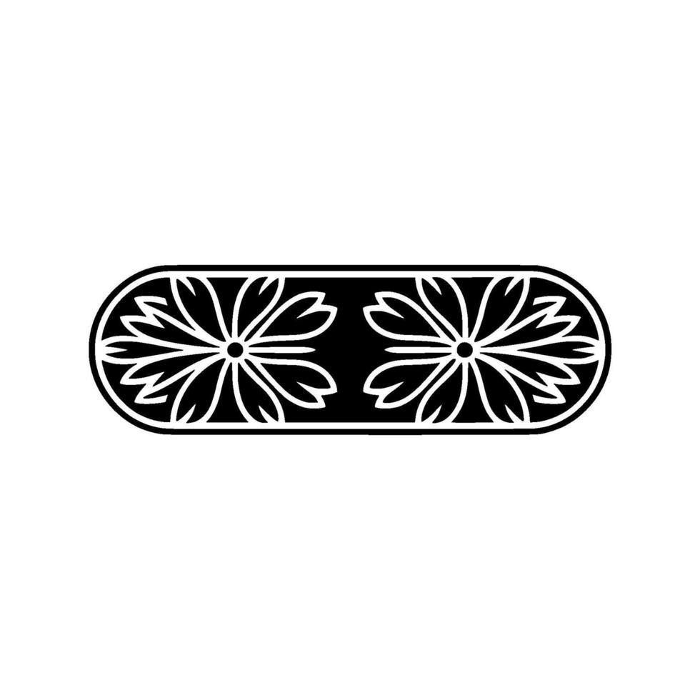 Floral Border Element, Black and White. vector