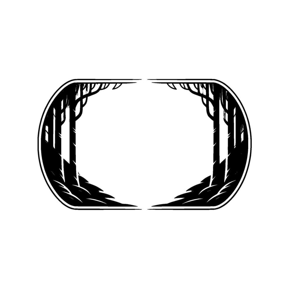 Minimalist Forest Frame Monochrome Nature Illustration. vector