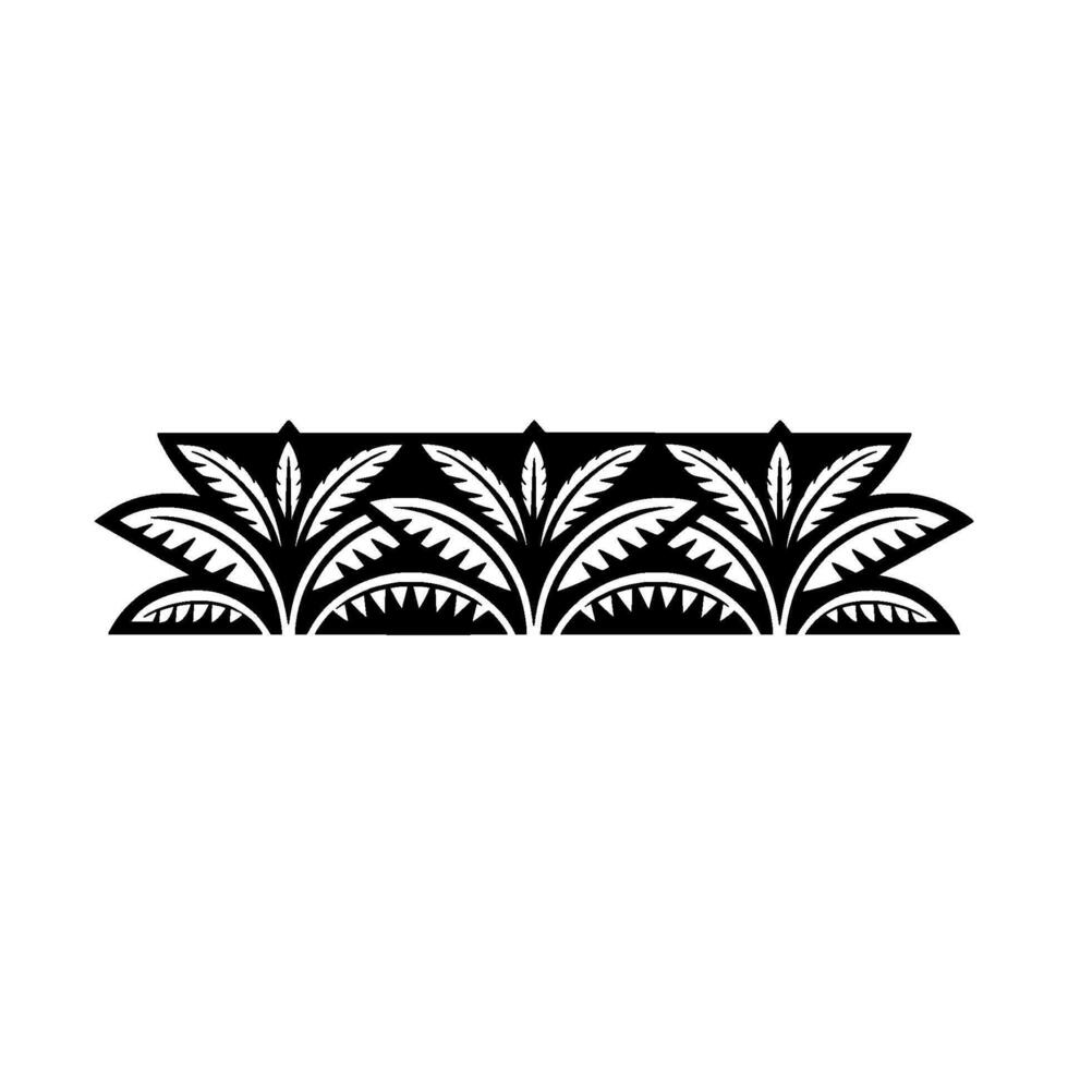 Tribal Palm Leaf Border in Black and White. vector