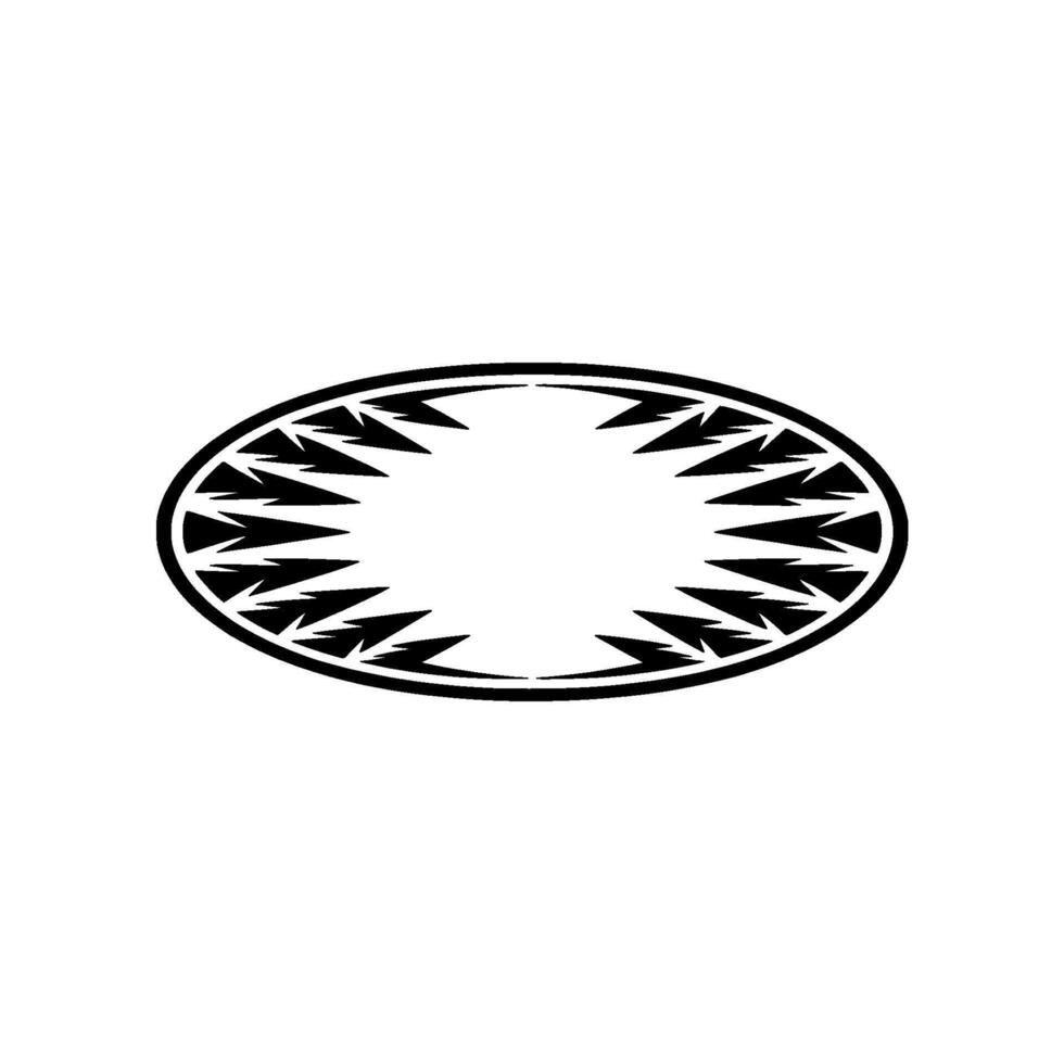 Abstract Black and White Oval with Arrow-like Elements. vector