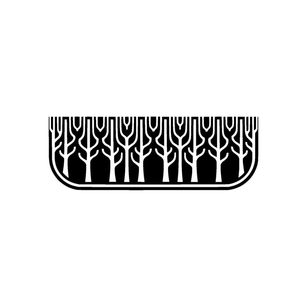Minimalist Forest Silhouette Geometric Trees in Black White. vector