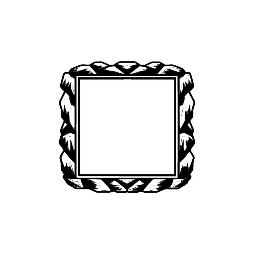 Stone Frame Template, Geometric Border. vector