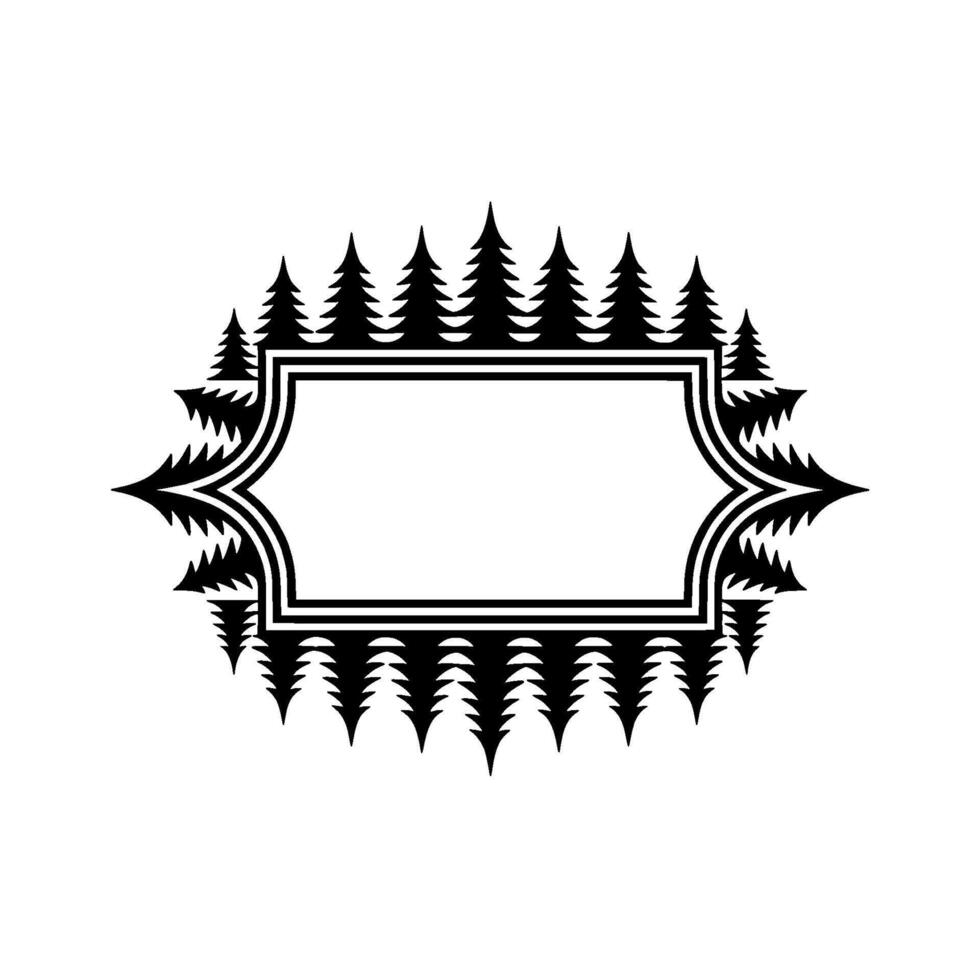 Minimalist Pine Tree Frame with Blank Space, Modern. vector