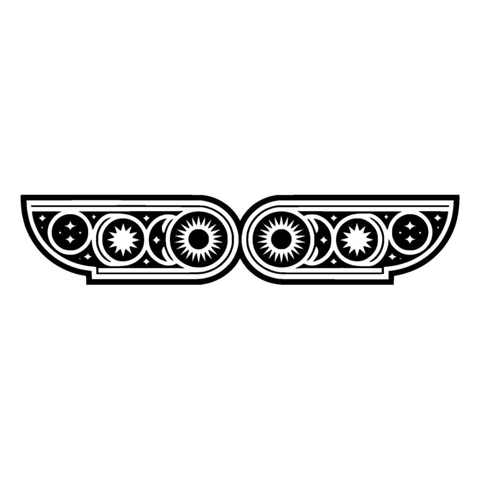 Symmetrical Celestial Ornament in Black and White. vector