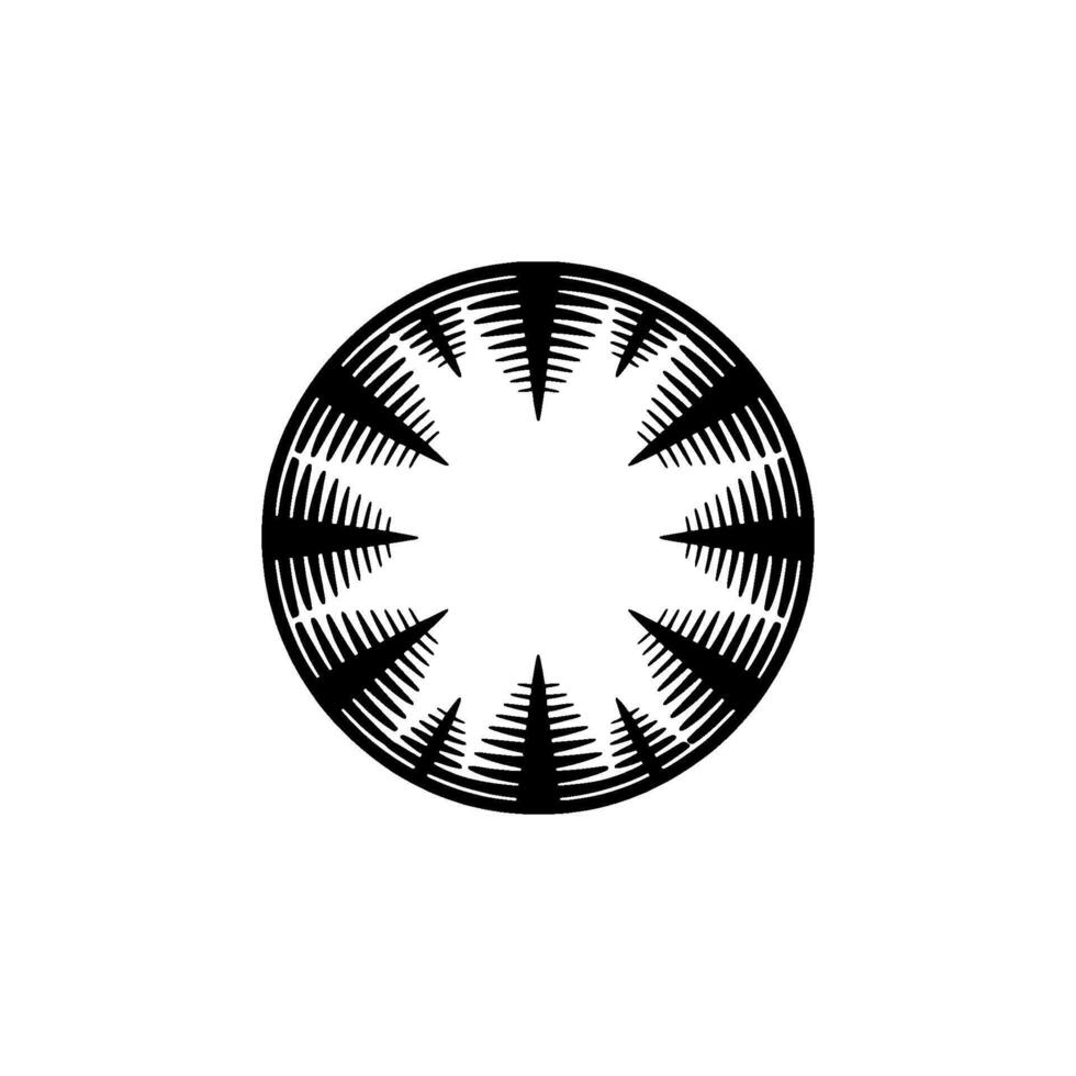 Black and White Geometric Circle Pattern on White Background. vector