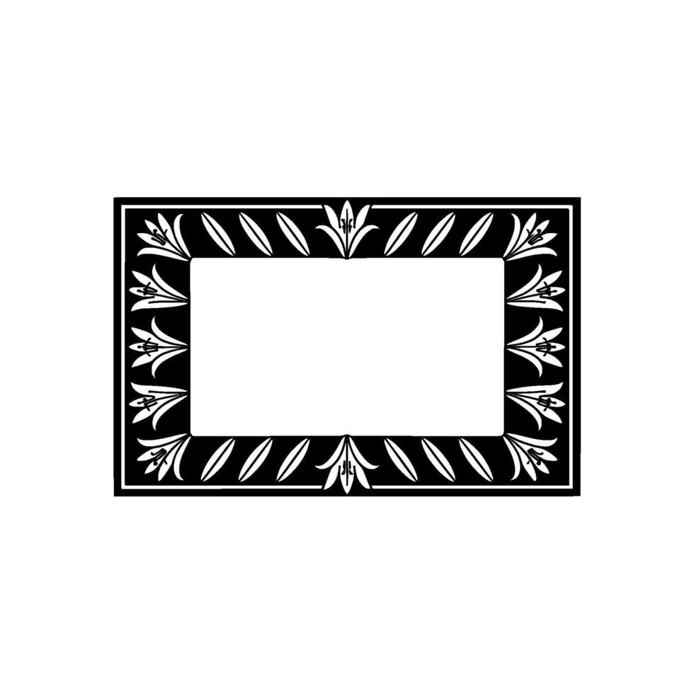 Decorative Black and White Lily Floral Frame. vector