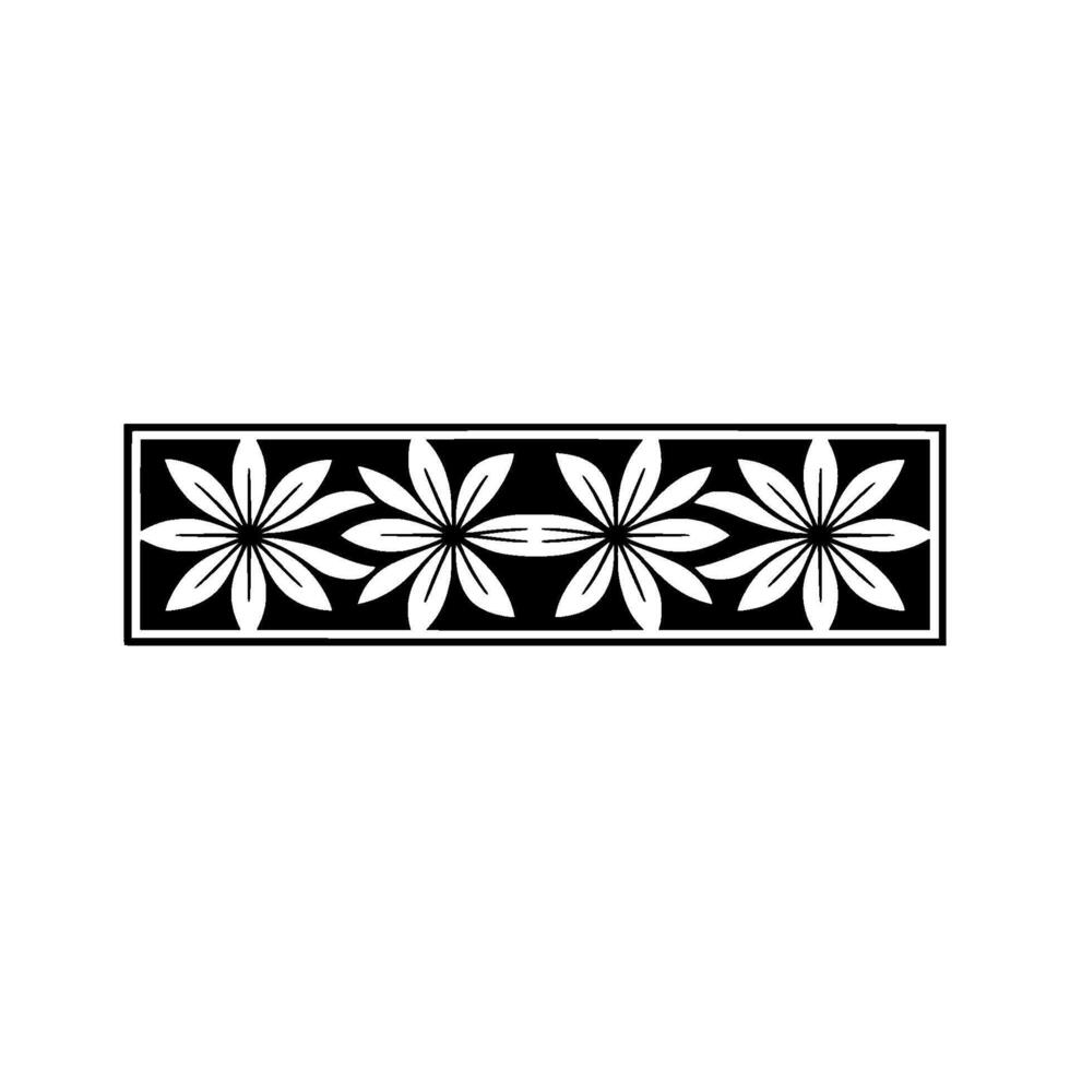 Minimalist Floral Border Ornament - Monochrome Pattern. vector