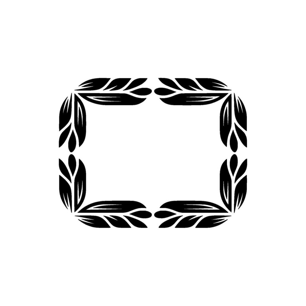 Elegant Black Leaf Frame on Light Gray Background. vector