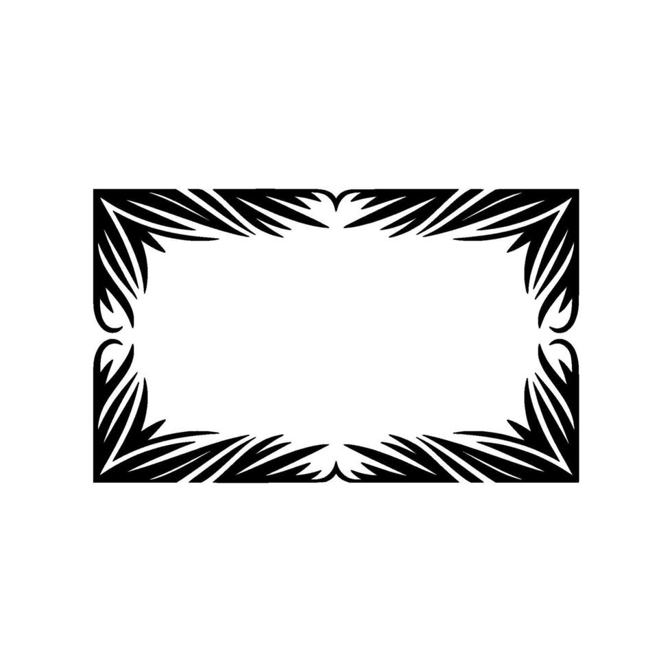 Decorative Black Frame with Leafy on Light Background. vector