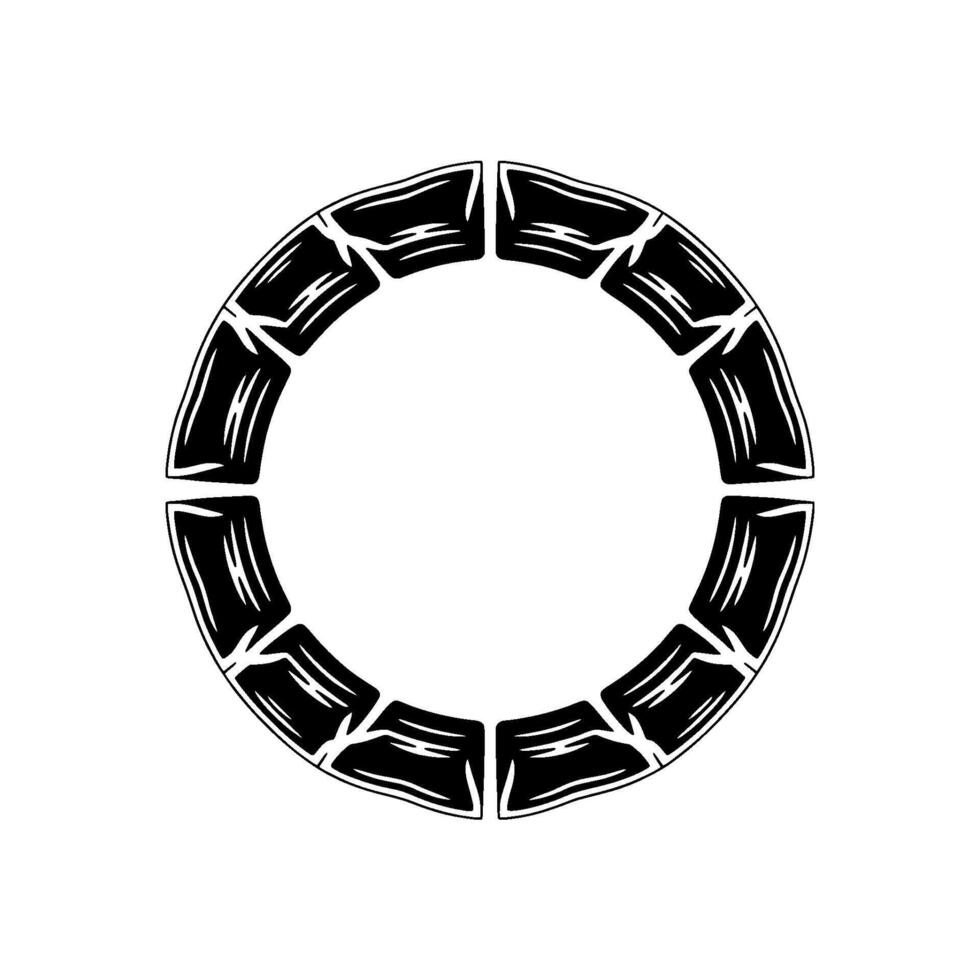 Abstract Circle Element, Black and White Block. vector