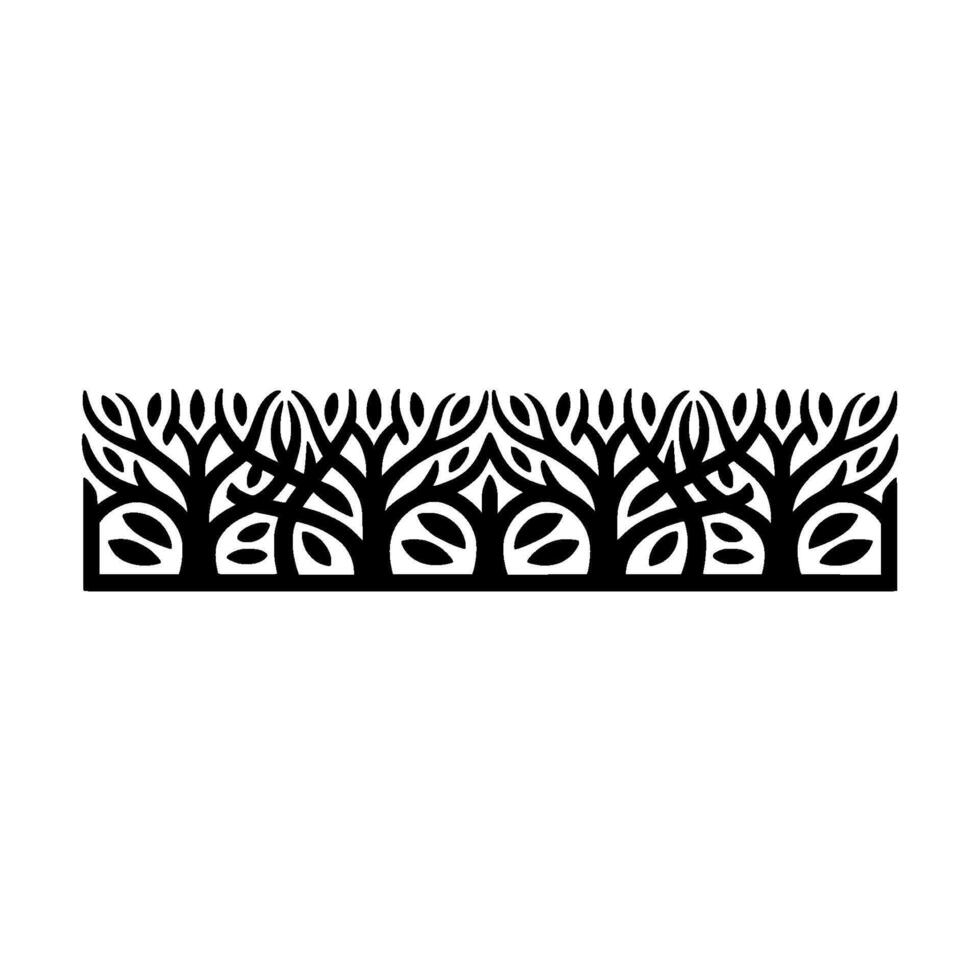 Black White Tree Border Ornament Decorative. vector