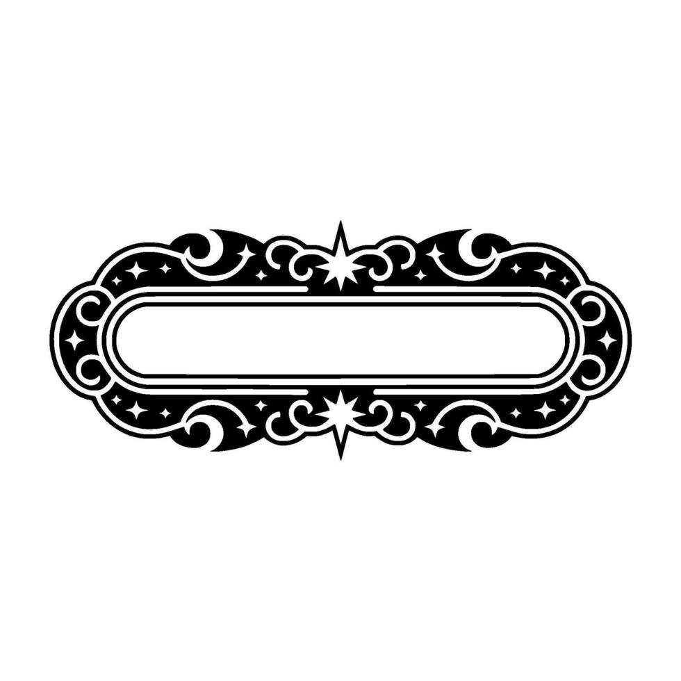 Elegant Black and White Ornamental Label. vector