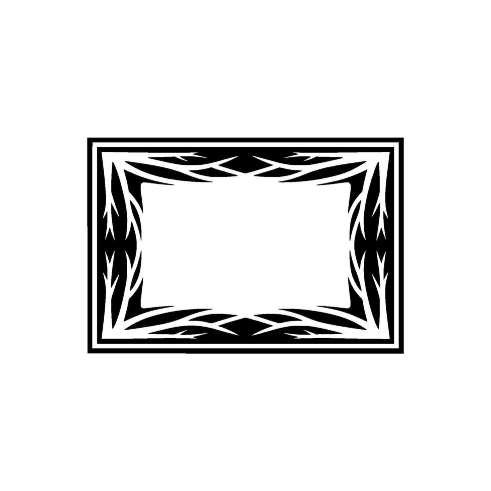 Elegant Black White Frame with Organic Branch Motif on Light Background. vector
