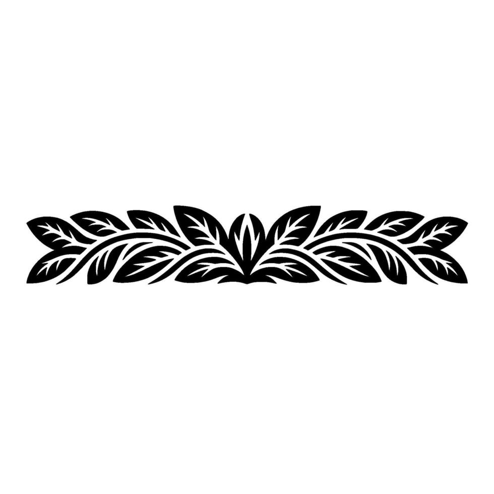 Elegant Black Leaf Border on Light Gray Background. vector