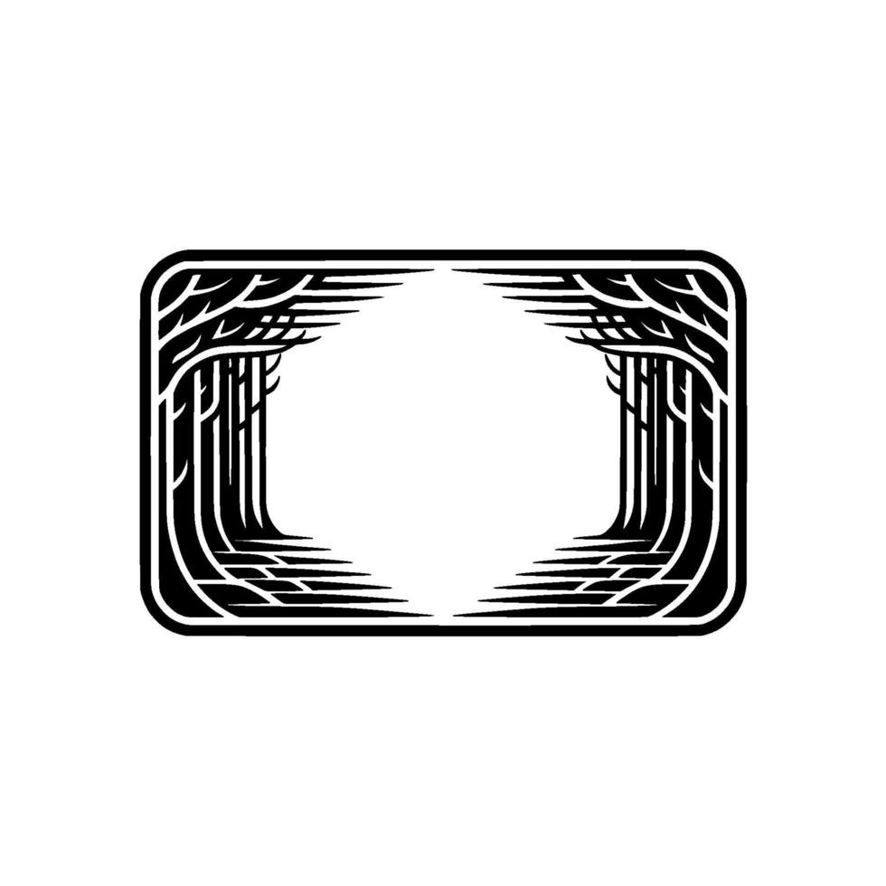 Forest Frame Minimalist Black White Illustration for Branding. vector