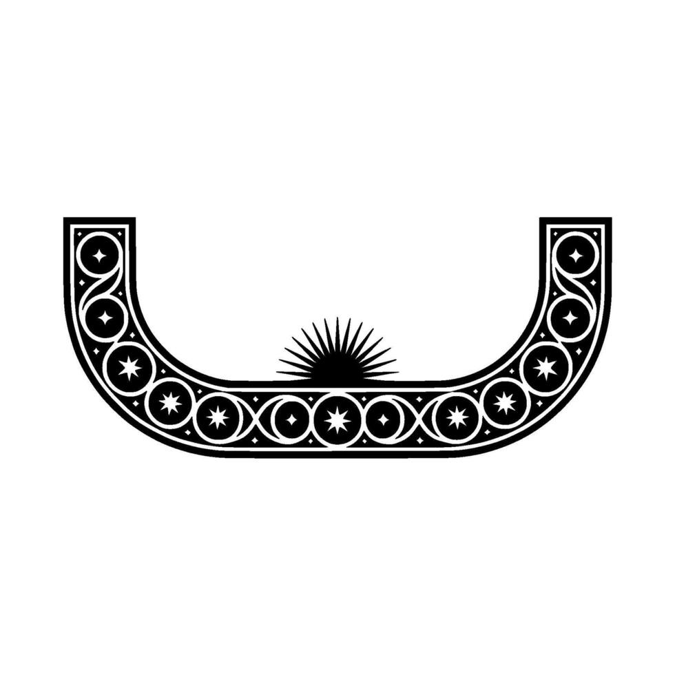 Elegant Geometric Ornament with Sunburst Detail, Illustration. vector